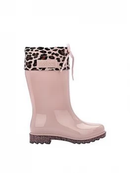 Mini Melissa Mini Rain Boot Print Blush Glitter - Pink, Size 5 Younger