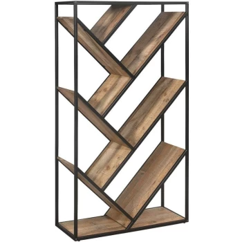 Birlea - Urban Industrial Style Diagonal Zig Zag Shelving Bookcase Unit with Metal Frame