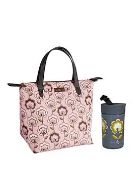 Beau & Elliot 'Boho' Insulated Luxury Lunch Tote - Flower Design (7Litre) + Stainless Steel Insulated Travel Mug (300Ml)