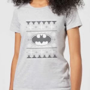 DC Batman Knit Womens Christmas T-Shirt - Grey - S