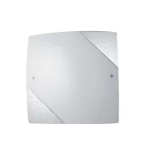 PARIS 2 Light Patterned Glass Flush Ceiling Light Silver 30x30cm
