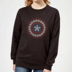 Marvel Captain America Oriental Shield Womens Sweatshirt - Black