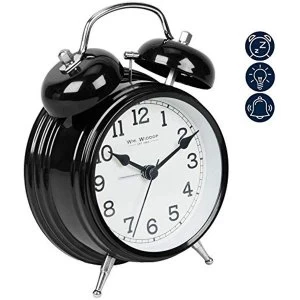Double Bell Alarm Clock 17.5cm - Black