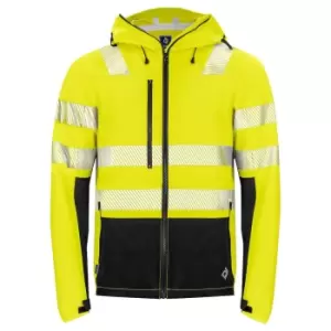 Projob Mens Hi-Vis Hooded Jacket (L) (Yellow/Black)