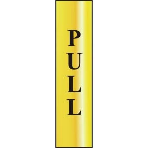 ASEC Pull 200mm x 50mm Gold Self Adhesive Sign