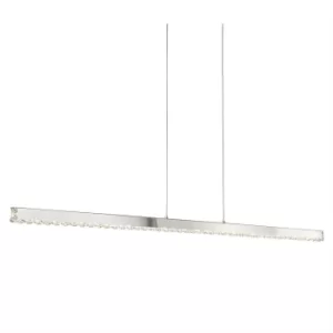 Clover Integrated LED Ceiling Pendant Light Straight Bar Chrome with Glass Crystals