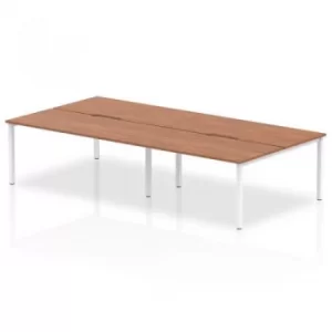 B2B White Frame Bench Desk 1600 Walnut (4 Pod)