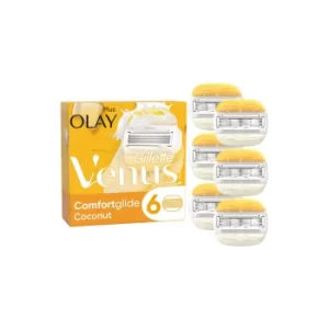 Gillette Venus Comfort Glide Coconut with Olay Pack of 6 Razor Blades