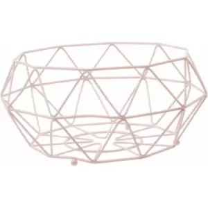 Fruit Basket Polygon Shaped Baskets For Vegetable Storage In Kitchen With Rose Pink Finish Wire Frame Veg / Fruits Storage Rack 32 x 15 x 32