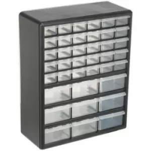 375 x 165 x 470mm 39 Drawer Parts Cabinet - Black - Wall Mounted / Standing Box