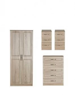 Swift Winchester Ready Assembled 4 Piece Package - 2 Door Wardrobe, 5 Drawer Chest And 2 Bedside Chests
