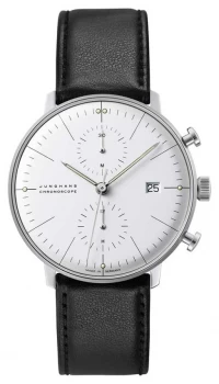 Junghans Max Bill Chronoscope Automatic Black Leather Watch