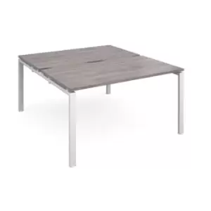 Adapt back to back desks 1400mm x 1600mm - white frame and grey oak top