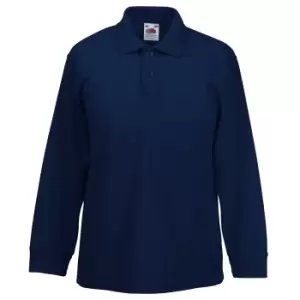 Fruit Of The Loom Childrens Long Sleeve 65/35 Pique Polo / Childrens Polo Shirts (9-11) (Deep Navy)