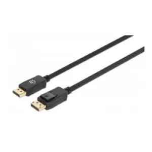 Manhattan DisplayPort 1.4 Cable 8K@60hz 3m Braided Cable Male to Male Equivalent to Startech DP14MM3M With Latches Fully Shielded Black Lifetime Warra