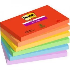 Post it Super Sticky Notes Playful Colours 76x127mm 90 Sheets Pack of