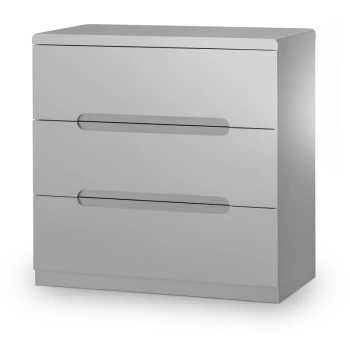3 Drawer Chest Of Drawers Grey High Gloss Bedroom - Naomi
