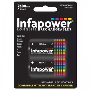 Infapower 2500mAh C Longlife Rechargeable Batteries