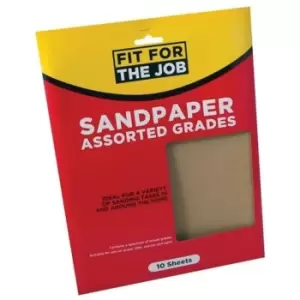 Fit For The Job 10Pk Sandpaper - Assorted Grades- you get 10