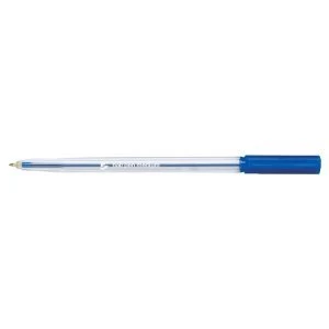 5 Star Office Ball Pen Clear Barrel Medium 1.0mm Tip 0.7mm Line Blue Pack of 20
