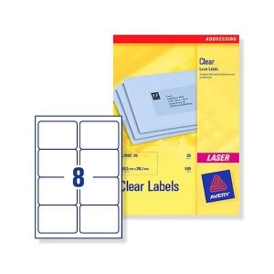 Avery L7565-25 Shipping Laser Labels 99.1 x 67.7mm Clear Pack of 200 Labels