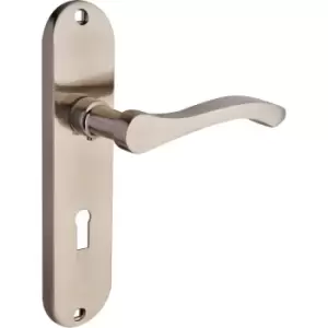 Designer Levers Capri Door Handles Lock Brushed (Pair) in Nickel