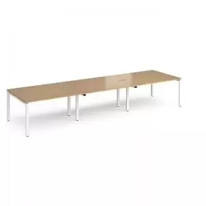 Adapt triple back to back desks 4200mm x 1200mm - white frame and oak