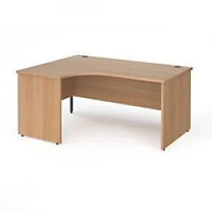 Dams International Left Hand Ergonomic Desk with Beech Coloured MFC Top and Graphite Panel Ends and Silver Frame Corner Post Legs Contract 25 1600 x 1