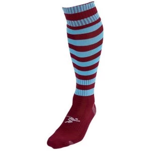 Precision Hooped Pro Football Socks Maroon/Sky - UK Size 3-6