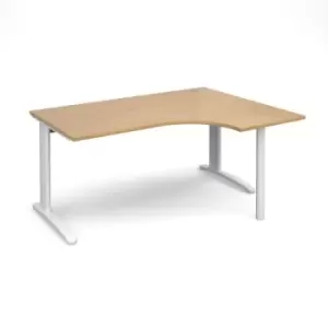 Office Desk Right Hand Corner Desk 1600mm Oak Top With White Frame 1200mm Depth TR10 TBER16WO