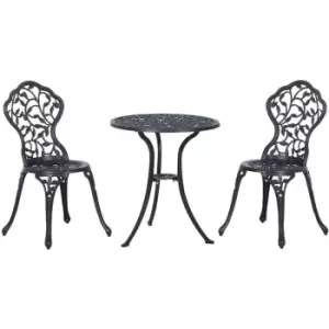 Cast Aluminum Bistro Set Garden Coffee Table Chair Outdoor Dining Seat - Outsunny