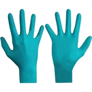 Touchntuff Disposable Gloves, Green, Nitrile, Powdered, Textured Fingertips, Size 7, Pk-100