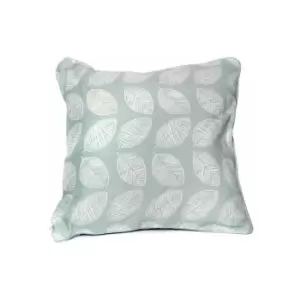 Fusion Delft Leaf Print Piped Filled Cushion, Duck Egg, 43 x 43 Cm