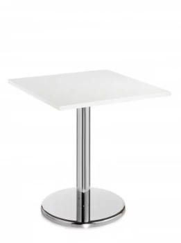 Pisa Square Table With Round Chrome Base 700mm - White