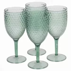 Cambridge Fete Wine Glasses With Diamond Design, 4 Piece Set - Green