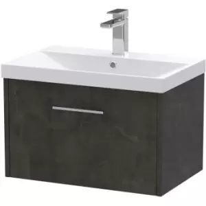 Hudson Reed Juno Wall Hung 1-Drawer Vanity Unit with Basin 3 600mm Wide - Metallic Slate
