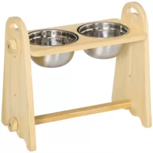 Pawhut Adjustable Raised Dog Bowls w/ Stand and 2 Stainless Steel Bowls