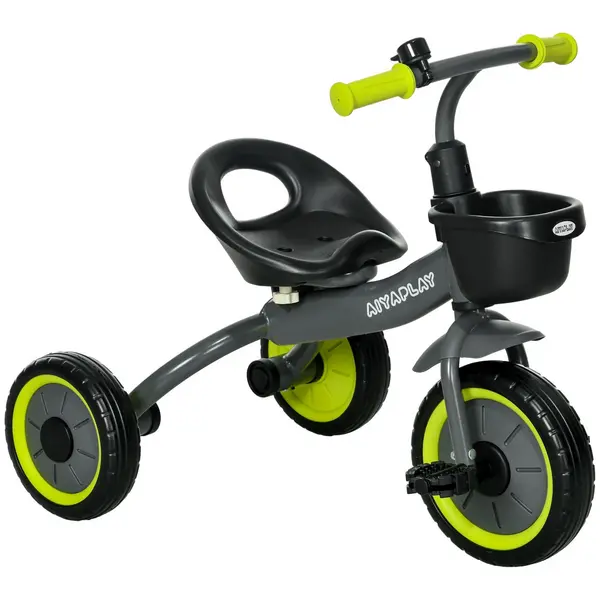 AIYAPLAY Kids Trike, Tricycle with Adjustable Seat Basket, for Ages 2-5 Years Black
