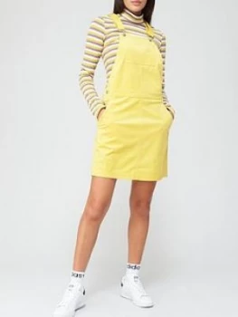 adidas Originals Comfy Cords Dungaree Dress - Yellow, Size 20, Women