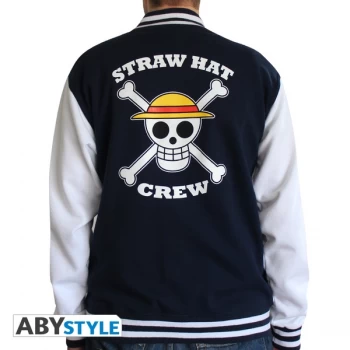 One Piece - Skull Mens Small Hoodie - Navy/White
