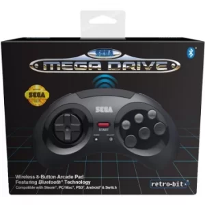 Black Retro-Bit Sega MD Bluetooth Gaming Pad