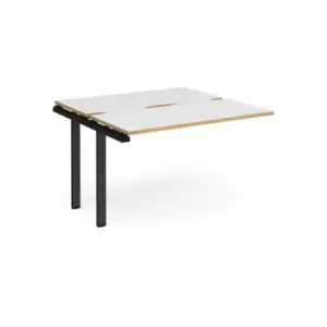 Bench Desk Add On Rectangular Desk 1200mm With Sliding Tops White/Oak Tops With Black Frames 1200mm Depth Adapt