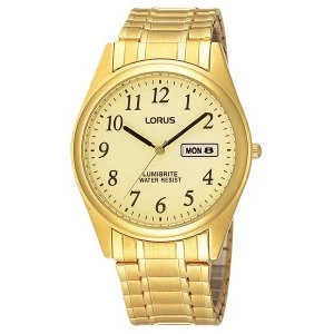 Lorus RXN98AX9 Mens Gold Plated Expanding Bracelet Watch