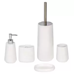 Showerdrape Strata White Resin 5 Piece Bathroom Accessory Set