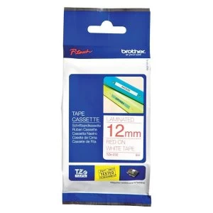 Brother P-touch TZ 232 12mm x 8m Red On White Matt Laminated Labelling Tape