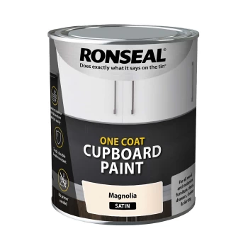 Ronseal One Coat Cupboard Paint Magnolia Satin - 750ml