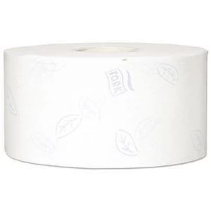 Original Tork Premium Mini Jumbo Toilet Tissue Roll 2 Ply Decor Embossed White Ref 110254 Pack 12