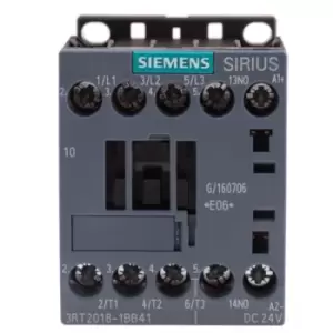 Siemens SIRIUS Innovation 3RT2 3 Pole Contactor - 16 A, 24 V dc Coil, 3NO, 7.5 kW