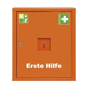 SOHNGEN First aid cupboard, DIN 13169, single door, signal orange, HxWxD 560 x 490 x 200 mm, without contents