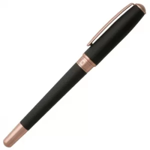 BOSS Essential Rose Gold Plated Black Rollerball Pen